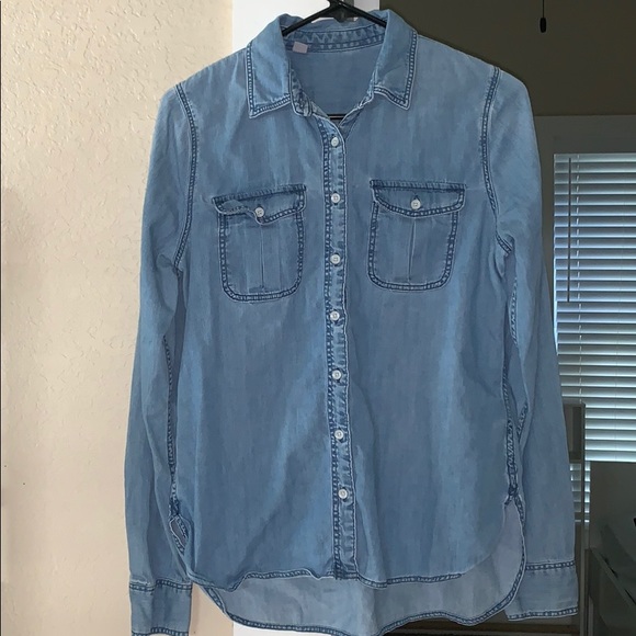 Chambray denim look button down collared shirt - Picture 2 of 4